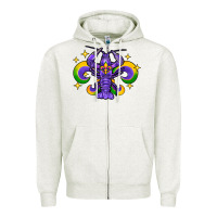 Oatmeal Heather mardi gras crawfish 2 Zipper Hoodie - FaDigitalArtStudio