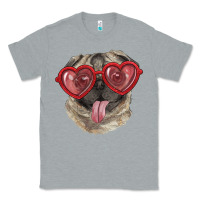 Heather Grey pug with love glasses Classic Tee - RanaPortraitStore