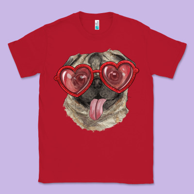Pug With Love Glasses Classic Tee Designed By Ranaportraitstore