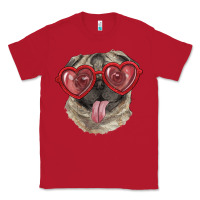 Red pug with love glasses Classic Tee - RanaPortraitStore