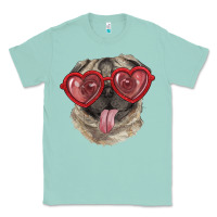 Seafoam pug with love glasses Classic Tee - RanaPortraitStore