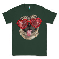 Sports Green pug with love glasses Classic Tee - RanaPortraitStore