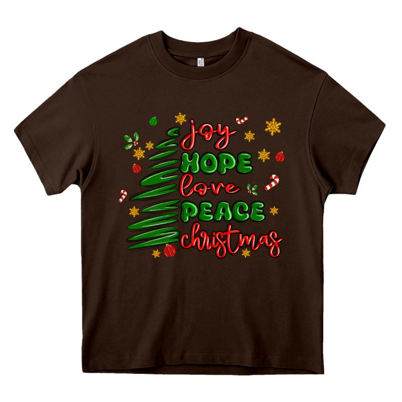 Joy Hope Love Peace Christmas Heavy Core Tee by MaliasSmallBusiness | Teevron