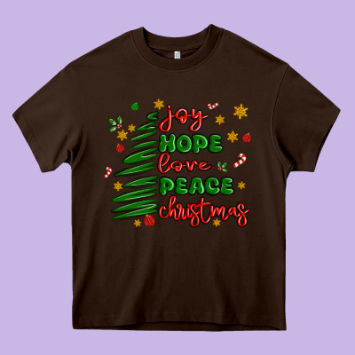 Joy Hope Love Peace Christmas Heavy Core Tee Designed By Maliassmallbusiness