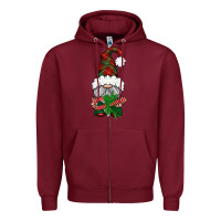 Burgundy Christmas Gnome With Candy Zipper Hoodie - BundleAndBundleShop