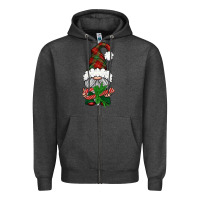 Charcoal Heather Christmas Gnome With Candy Zipper Hoodie - BundleAndBundleShop