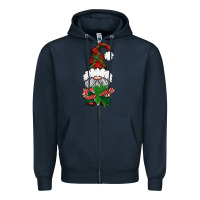 Navy Christmas Gnome With Candy Zipper Hoodie - BundleAndBundleShop