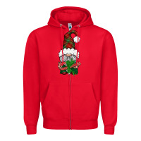 Red Christmas Gnome With Candy Zipper Hoodie - BundleAndBundleShop