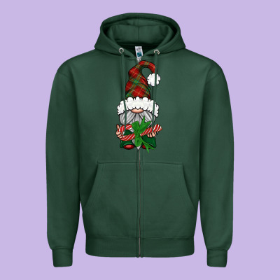 Christmas Gnome With Candy Zipper Hoodie Designed By Bundleandbundleshop