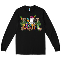 Black Happy Easter with cowboy Easter Day Long Sleeve Tee - HowdyJamesFarm