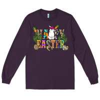 Plum Happy Easter with cowboy Easter Day Long Sleeve Tee - HowdyJamesFarm