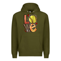 Army Green love softball Premium Hoodie - FaDigitalArtStudio