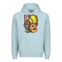 Blue Mist love softball Premium Hoodie - FaDigitalArtStudio