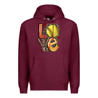 Burgundy love softball Premium Hoodie - FaDigitalArtStudio