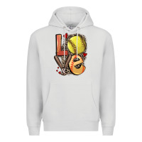 Dove Grey love softball Premium Hoodie - FaDigitalArtStudio