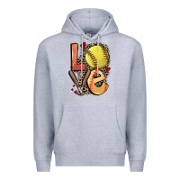 Heather Grey love softball Premium Hoodie - FaDigitalArtStudio