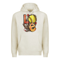 Oatmeal Heather love softball Premium Hoodie - FaDigitalArtStudio