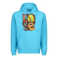 Ocean Blue love softball Premium Hoodie - FaDigitalArtStudio