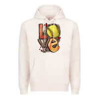 Pale Pink love softball Premium Hoodie - FaDigitalArtStudio