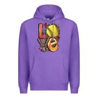 Purple love softball Premium Hoodie - FaDigitalArtStudio