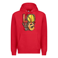 Red love softball Premium Hoodie - FaDigitalArtStudio