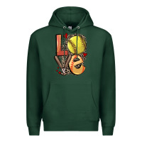Sports Green love softball Premium Hoodie - FaDigitalArtStudio