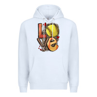 White love softball Premium Hoodie - FaDigitalArtStudio