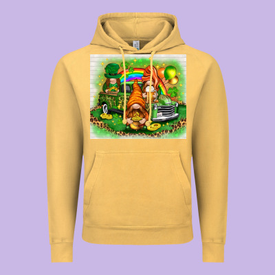 St Patricks Day Gnomies With Truck Vintage Hoodie Designed By Nancycooperartshop