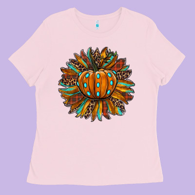 Pumpkin Sunflower Ladies Tee Designed By Ranaportraitstore