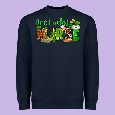 St. Patrick's One Lucky Nurse Heavyweight Sweatshirt Designed By Oliviacreatesart