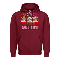 Burgundy Valentine's Day My Class Is Full Of Sweet Hearts Zipper Hoodie - FaDigitalArtStudio