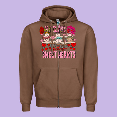 Valentine's Day My Class Is Full Of Sweet Hearts Zipper Hoodie Designed By Fadigitalartstudio