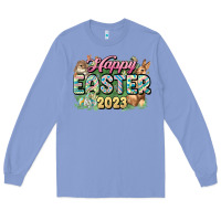 Colony Blue Happy Easter 2023 Long Sleeve Tee - HowdyJamesFarm