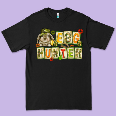 Egg Hunter With Camouflage Plate Letters Premium Tee Designed By Nancycooperartshop