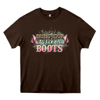 Chocolate Brown bring your ass kicking boots Heavy Core Tee - NancyCooperArtShop