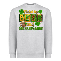 Heather Grey St. Patrick's Fueled by beer and shenanigangs Heavyweight Sweatshirt - OliviaCreatesArt