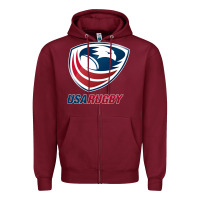 Burgundy usa,rugby Zipper Hoodie - tuanDangUi