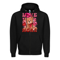 Black love more with toy bear Zipper Hoodie - FaDigitalArtStudio
