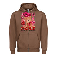 Chestnut love more with toy bear Zipper Hoodie - FaDigitalArtStudio