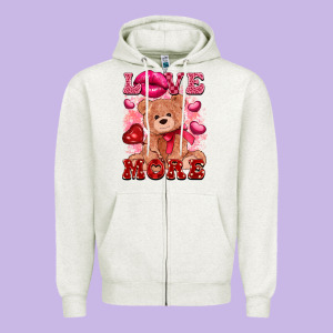Love More With Toy Bear Zipper Hoodie Designed By Fadigitalartstudio