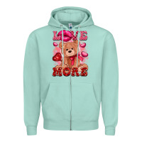 Seafoam love more with toy bear Zipper Hoodie - FaDigitalArtStudio