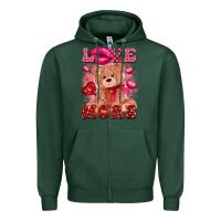 Sports Green love more with toy bear Zipper Hoodie - FaDigitalArtStudio