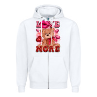 White love more with toy bear Zipper Hoodie - FaDigitalArtStudio