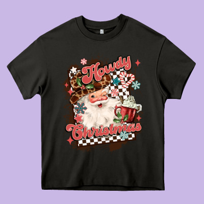 Western Howdy Christmas Heavy Core Tee Designed By Maliassmallbusiness