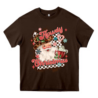 Chocolate Brown western howdy christmas Heavy Core Tee - MaliasSmallBusiness