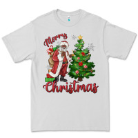 Dove Grey Merry Christmas Black Santa Premium Tee - MaliasSmallBusiness