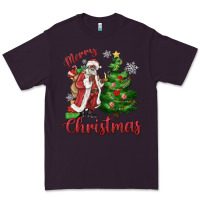 Plum Merry Christmas Black Santa Premium Tee - MaliasSmallBusiness