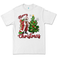 White Merry Christmas Black Santa Premium Tee - MaliasSmallBusiness