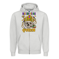 Dove Grey skull mardi gras queen Zipper Hoodie - FaDigitalArtStudio