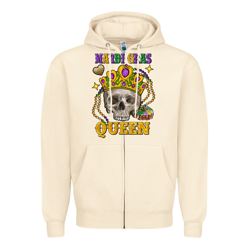 Skull Mardi Gras Queen Zipper Hoodie by FaDigitalArtStudio | Teevron